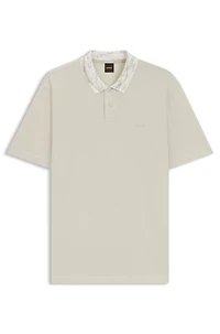Relaxed-fit cotton-piqué polo shirt with collar artwork