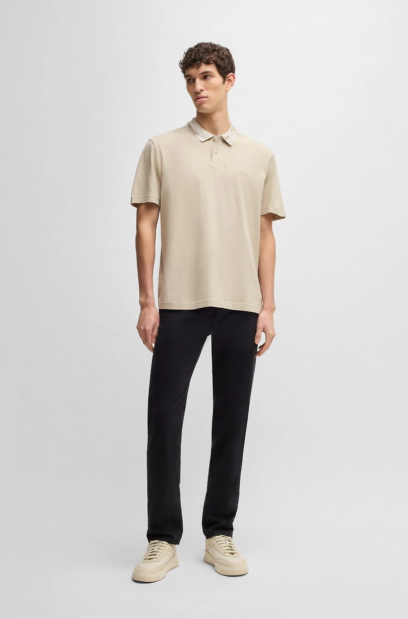Relaxed-fit cotton-piqué polo shirt with collar artwork