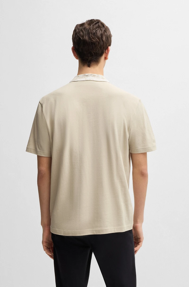 Relaxed-fit cotton-piqué polo shirt with collar artwork