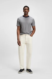 Cotton-silk T-shirt with fineline stripes