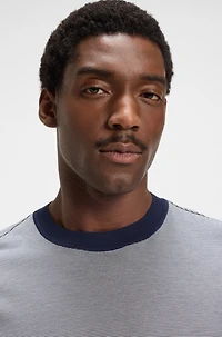 Cotton-silk T-shirt with fineline stripes