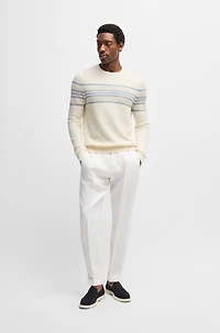 Silk-cotton sweater with knitted stripes