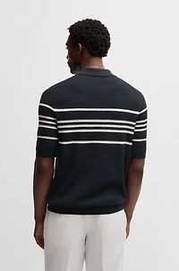 Knit polo silk and cotton with stripe details