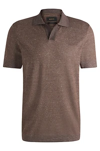 Johnny-collar polo shirt cotton, linen and silk