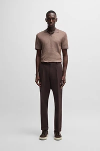 Johnny-collar polo shirt cotton, linen and silk