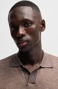 Johnny-collar polo shirt cotton, linen and silk