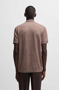 Johnny-collar polo shirt cotton, linen and silk