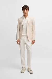 Cotton-silk knit polo with cabled front