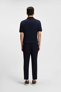 Cotton-silk knit polo with cabled front