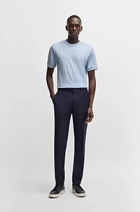 Cotton-silk T-shirt with fineline stripes