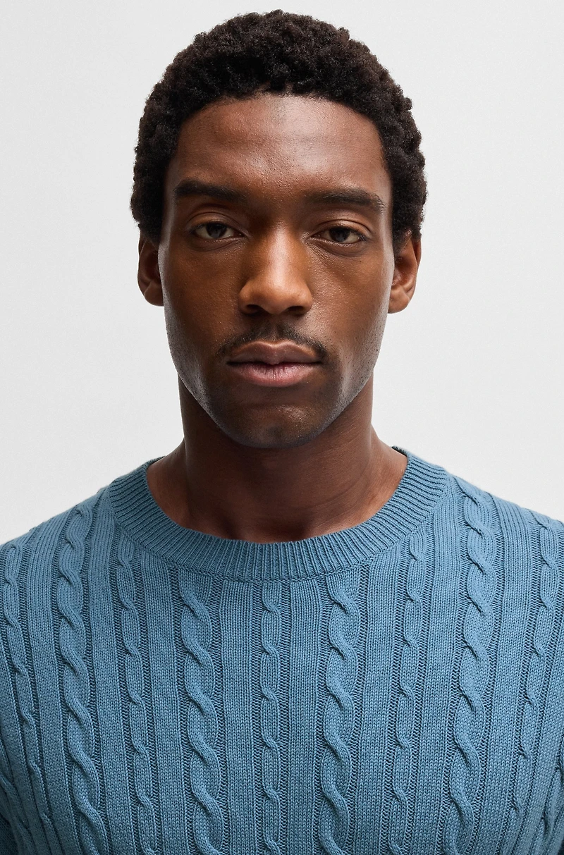 Relaxed-fit cable-knit sweater cotton and cashmere