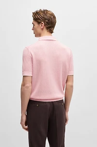 Polo-collar sweater silk and cotton