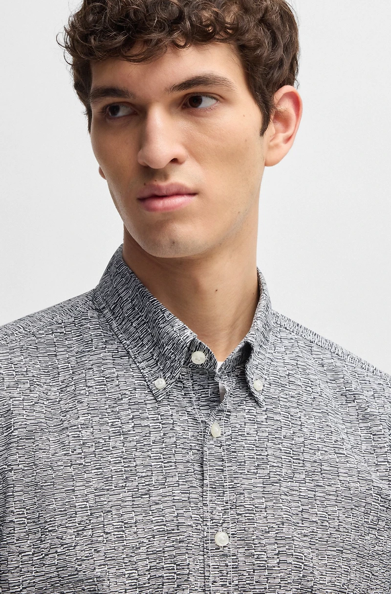 Regular-fit shirt printed cotton poplin
