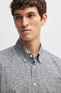 Regular-fit shirt printed cotton poplin