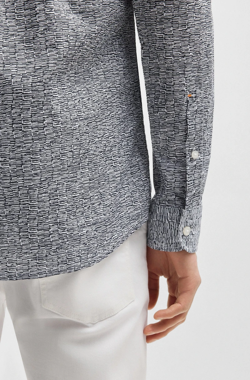 Regular-fit shirt printed cotton poplin