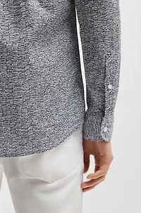 Regular-fit shirt printed cotton poplin