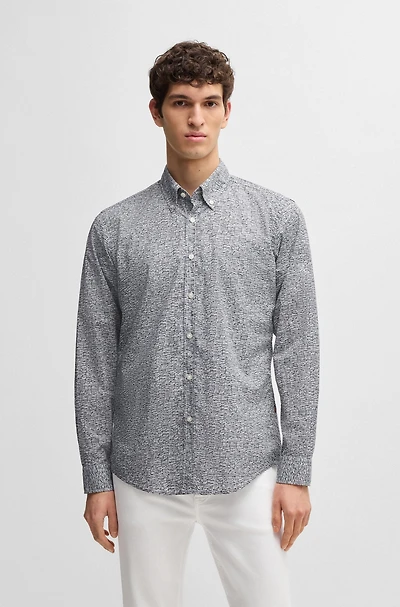 Regular-fit shirt printed cotton poplin