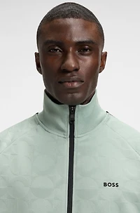 Circle-jacquard zip-up sweatshirt with side stripes