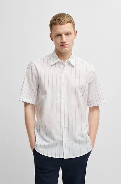Regular-fit shirt printed cotton poplin