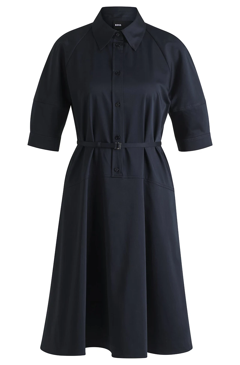 Shirt dress stretch cotton with half placket