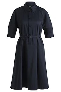 Shirt dress stretch cotton with half placket