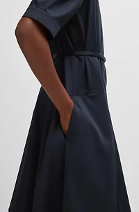 Shirt dress stretch cotton with half placket
