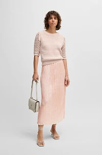 Crinkle-plissé skirt with tonal waistband
