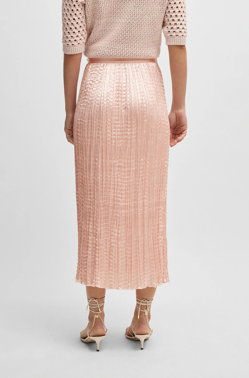 Crinkle-plissé skirt with tonal waistband