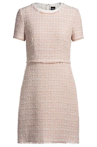 Tweed dress with stretch-cotton trims
