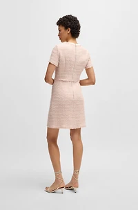 Tweed dress with stretch-cotton trims