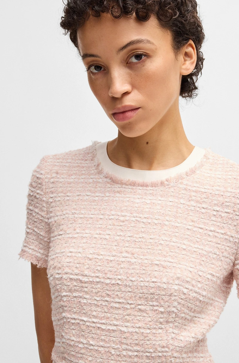 Tweed dress with stretch-cotton trims