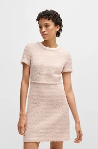 Tweed dress with stretch-cotton trims