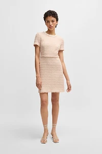 Tweed dress with stretch-cotton trims