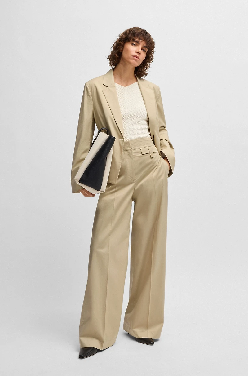 Single-button blazer airy stretch cotton