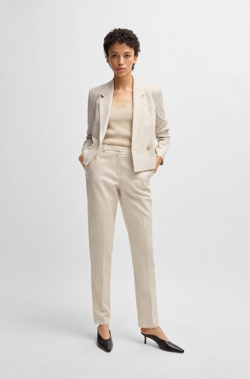 Relaxed-fit trousers melange stretch fabric