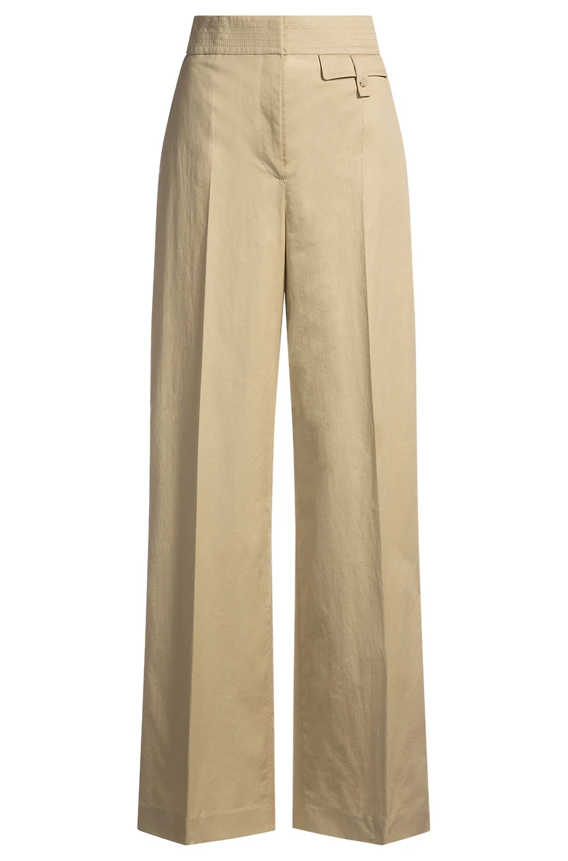 High-waisted regular-fit trousers airy stretch cotton