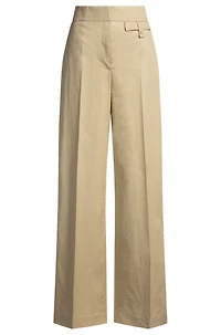 High-waisted regular-fit trousers airy stretch cotton