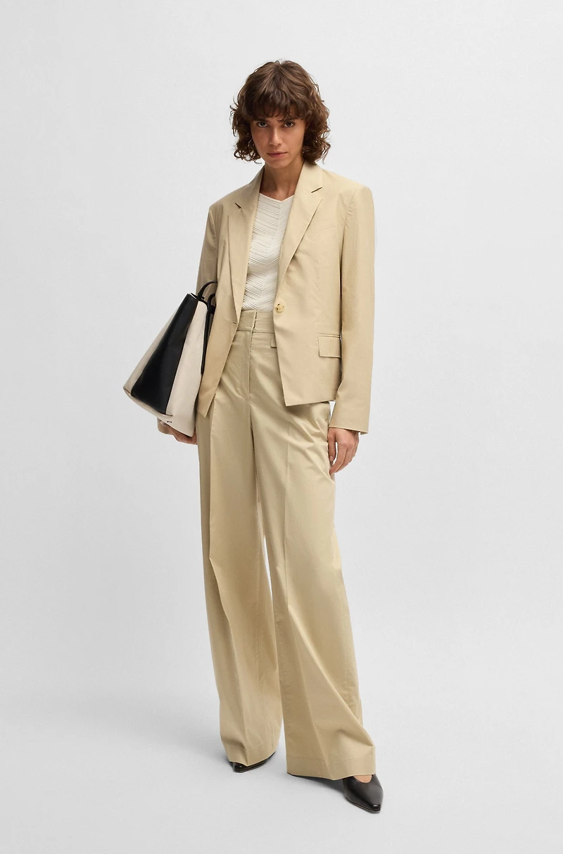 High-waisted regular-fit trousers airy stretch cotton