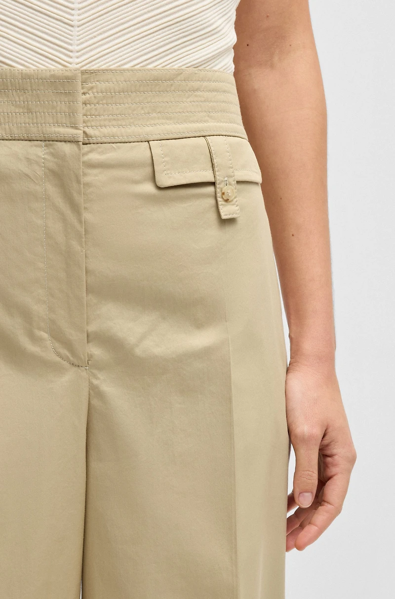 High-waisted regular-fit trousers airy stretch cotton