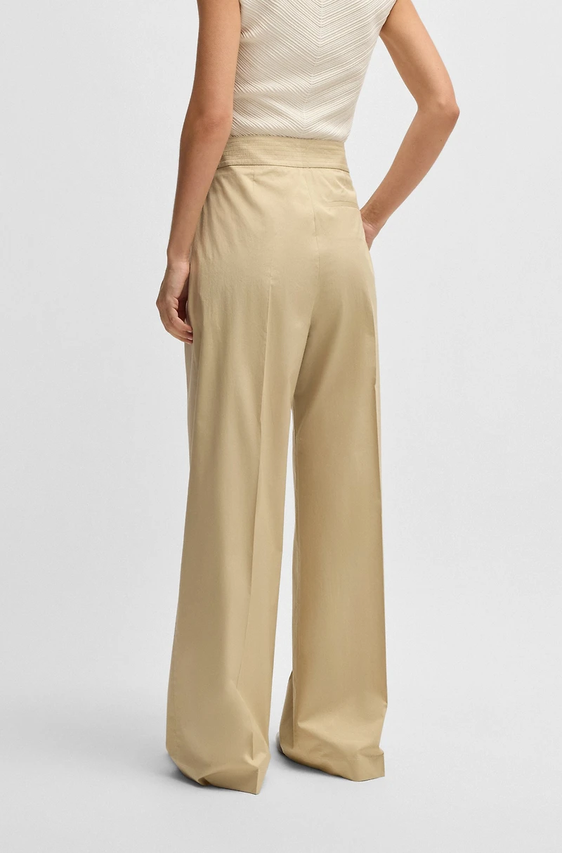 High-waisted regular-fit trousers airy stretch cotton