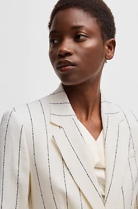Slim-fit suit jacket striped linen-blend bouclé