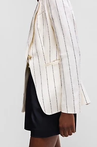 Slim-fit suit jacket striped linen-blend bouclé