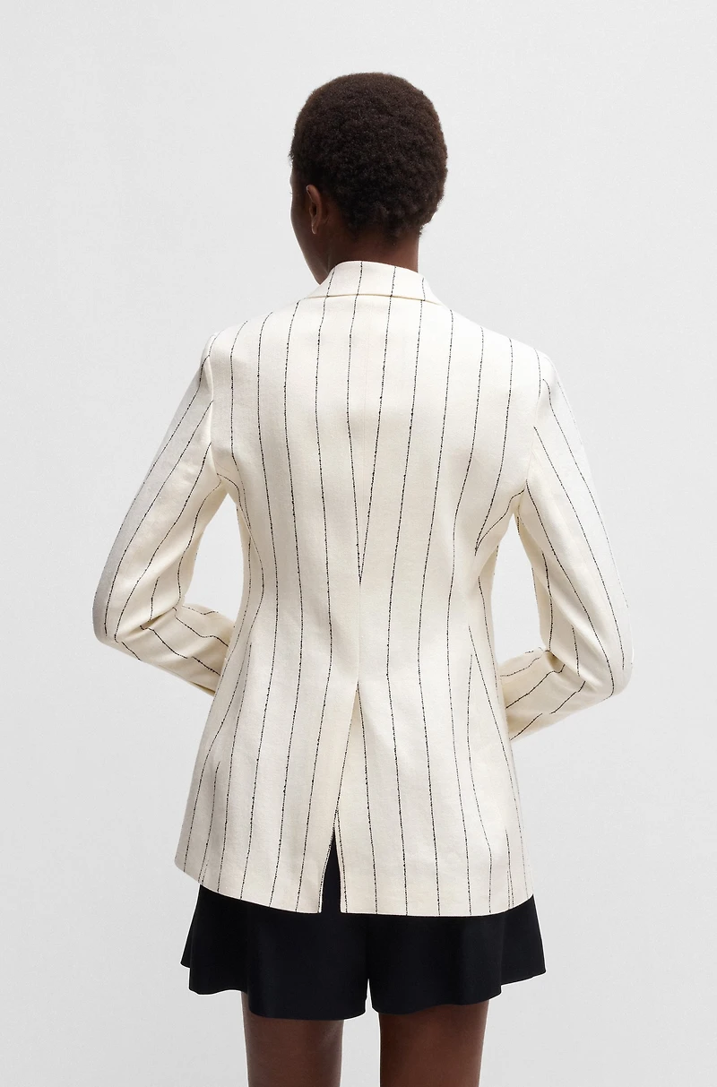 Slim-fit suit jacket striped linen-blend bouclé