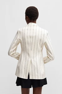 Slim-fit suit jacket striped linen-blend bouclé