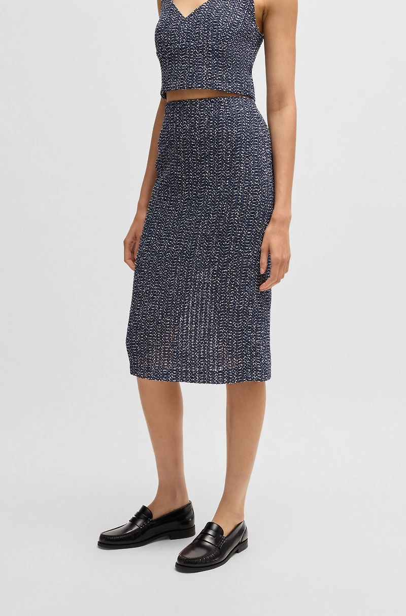 Pencil skirt two-tone crochet tweed