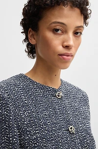 Collarless jacket two-tone tweed
