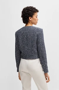 Collarless jacket two-tone tweed