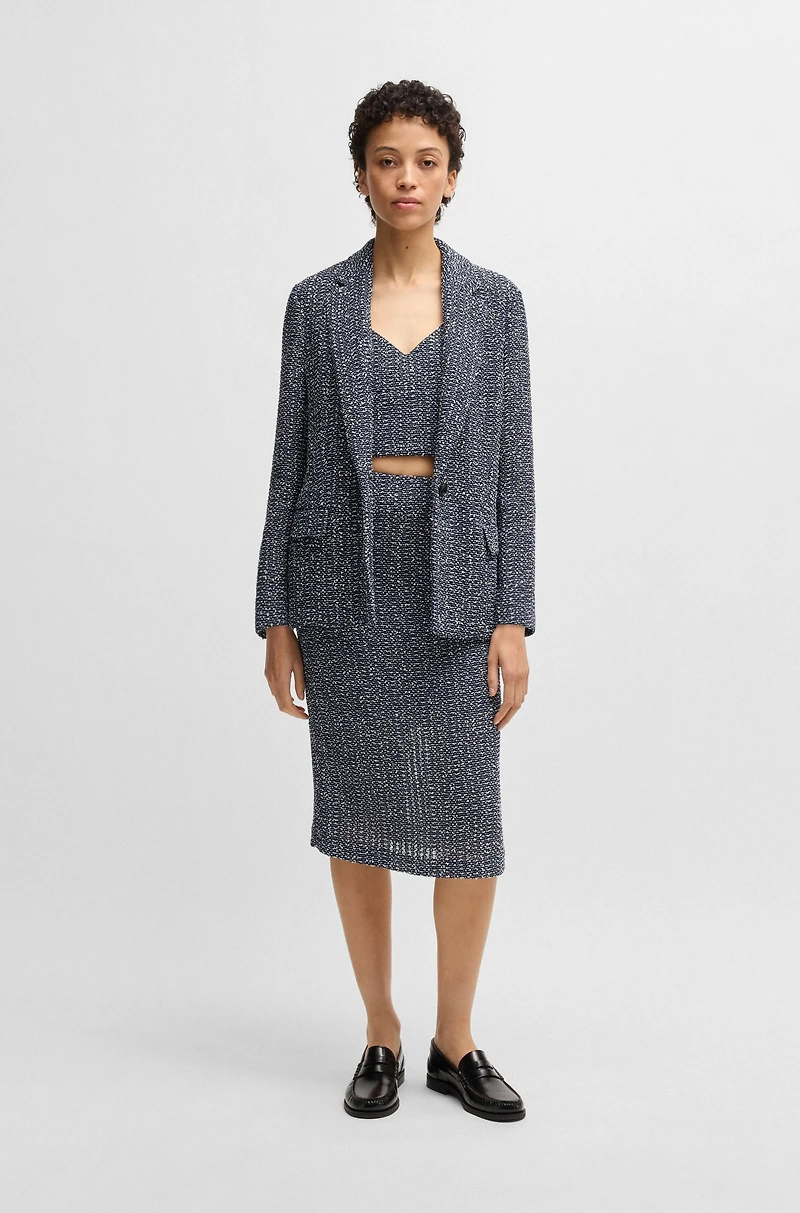 Relaxed-fit blazer two-tone crochet tweed