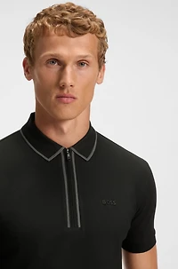 Stretch-cotton polo shirt with contrast stripes