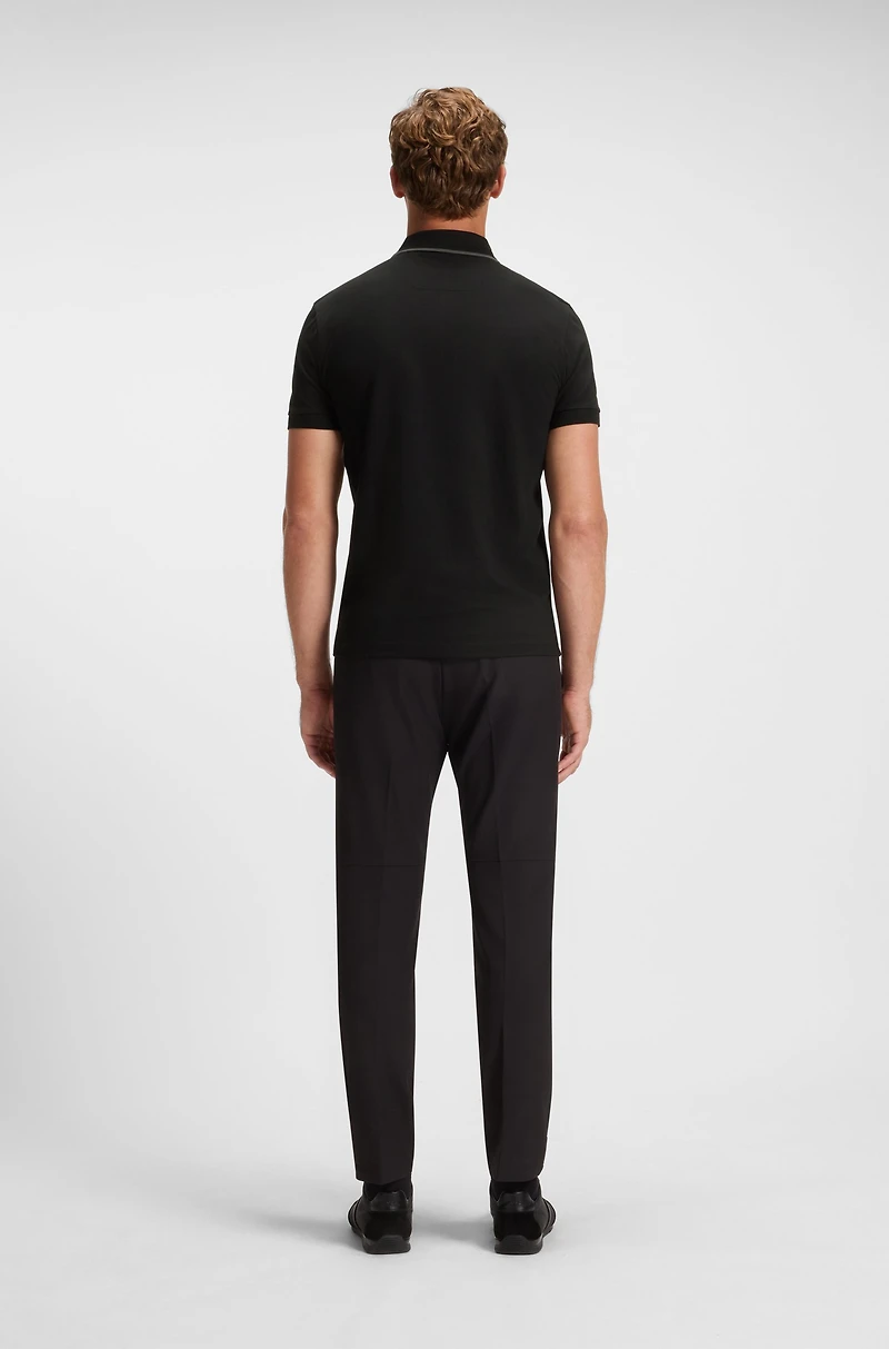 Stretch-cotton polo shirt with contrast stripes
